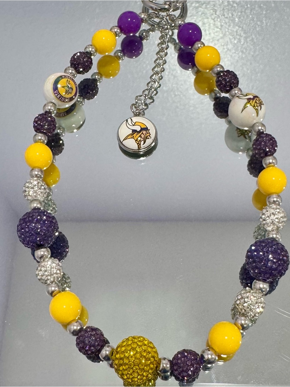 New Purple & Yellow Beaded Phone Charm with Team Logo Accent